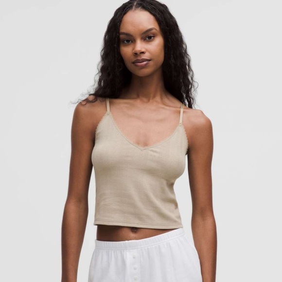 Lululemon Cotton Pointelle Cropped Cami Tank Top
Sheer Oak Size Small - Picture 1 of 5